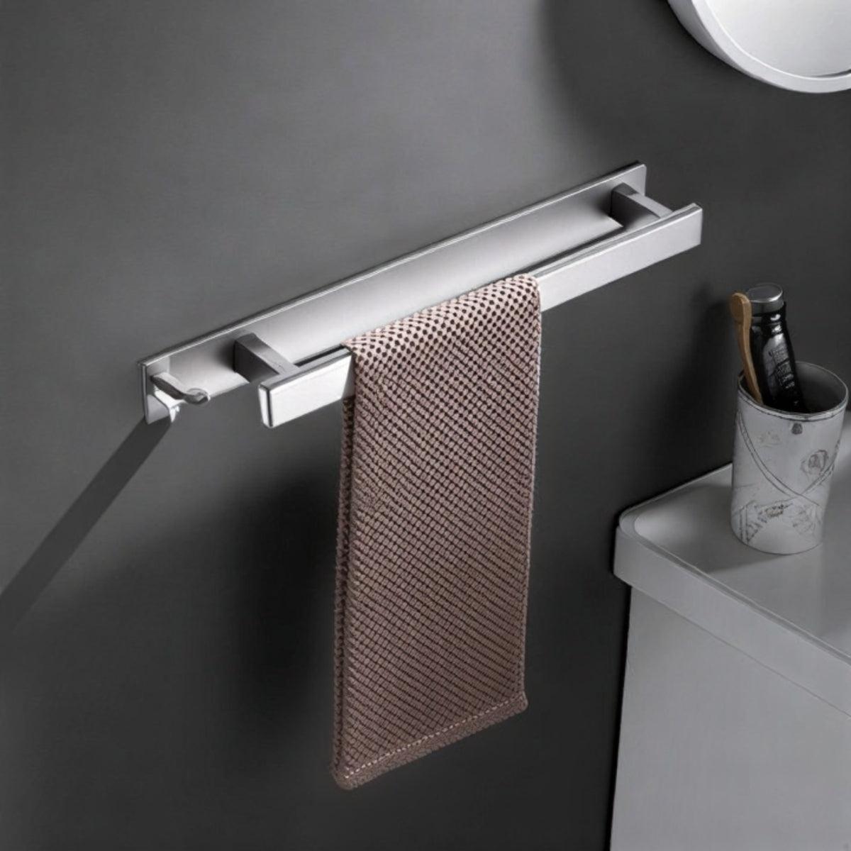 Wall Mounted Bathroom Towel Holder Rail With Self Adhesive Backing