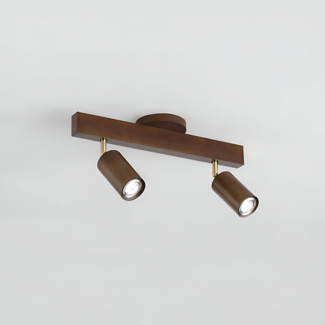Wooden Track Ceiling Light with Adjustable Spotlights