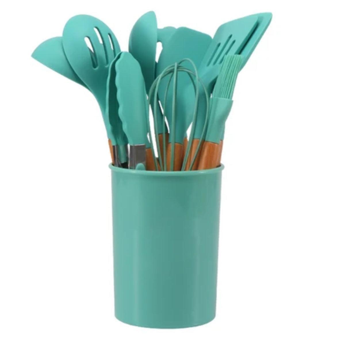 12 Piece Silicone Kitchen Utensils Set With Holder