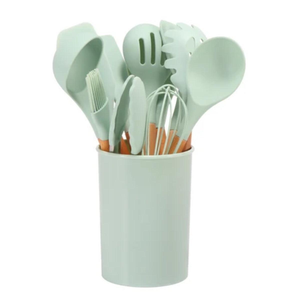 12 Piece Silicone Kitchen Utensils Set With Holder