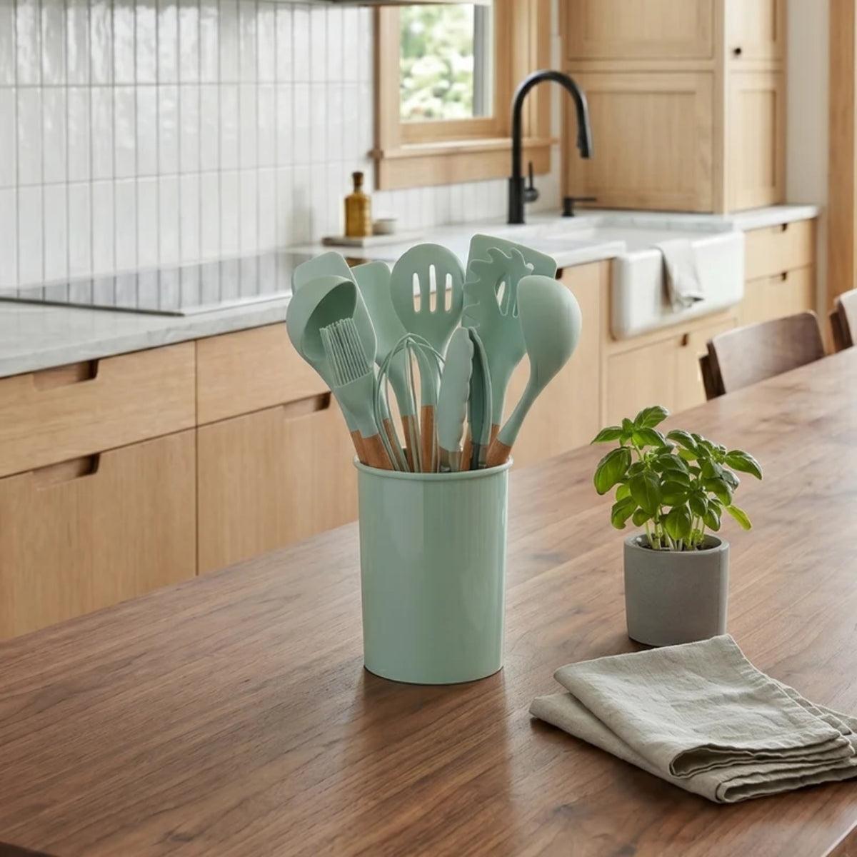 12 Piece Silicone Kitchen Utensils Set With Holder
