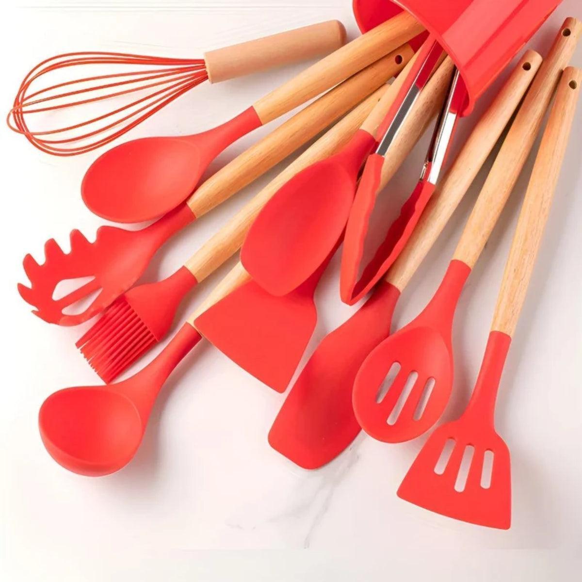 12 Piece Silicone Kitchen Utensils Set With Holder
