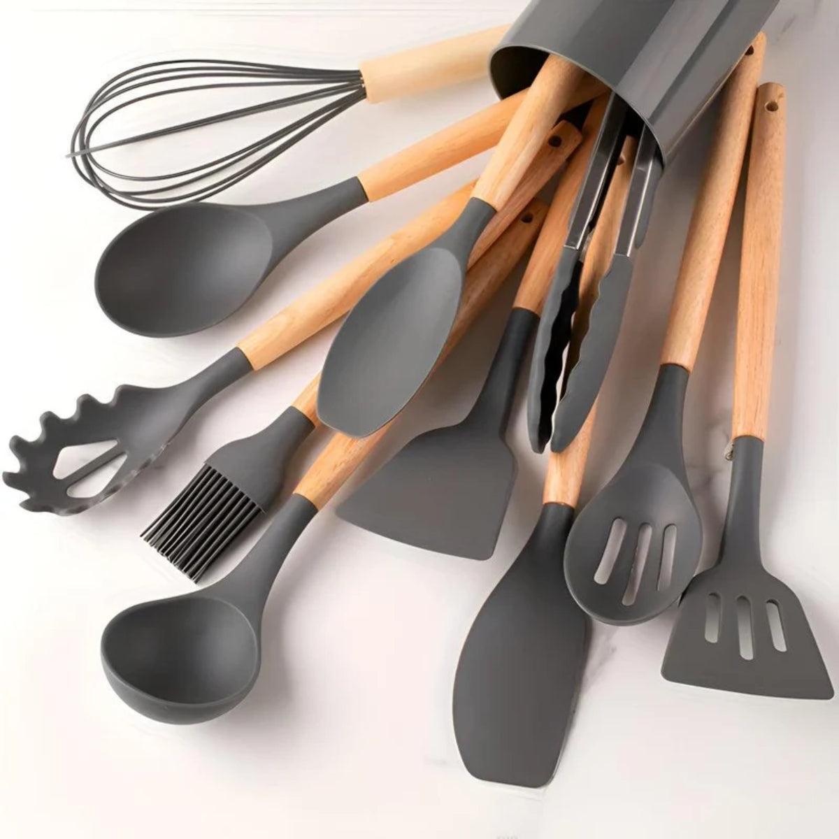 12 Piece Silicone Kitchen Utensils Set With Holder