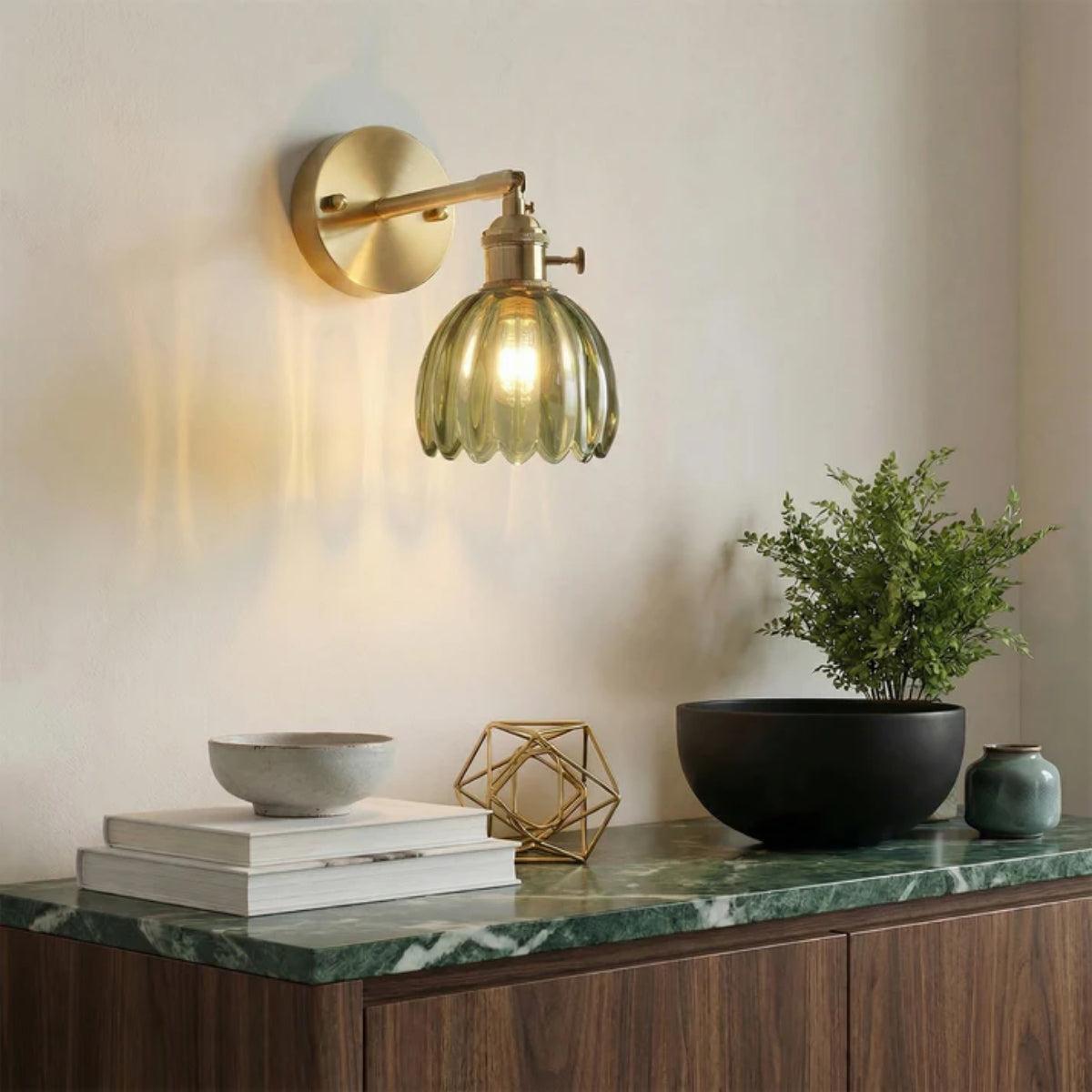 Adjustable Decorative Retro Tulip Flower Wall Light Fixture With Blossoming Design