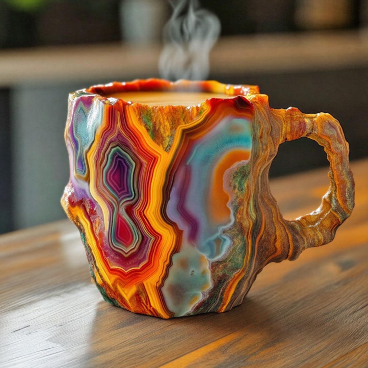 Aesthetic Coffee Cup Mug With Textured Geode Pattern Design