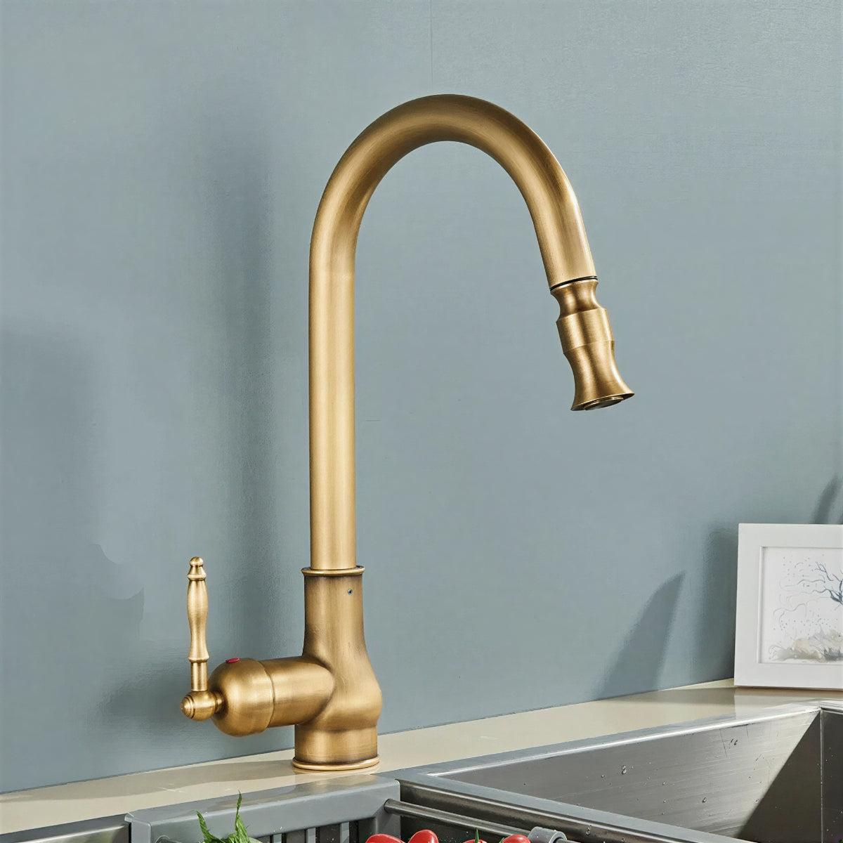 Antique Kitchen Faucet Sink Mixer Tap With Pull Out Spray