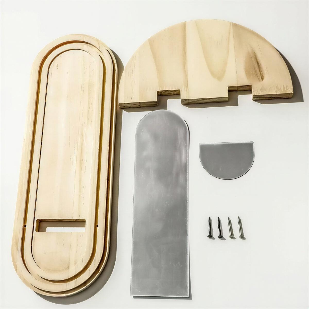 Arched Wooden Wall Mirror With Integrated Display Storage Shelf