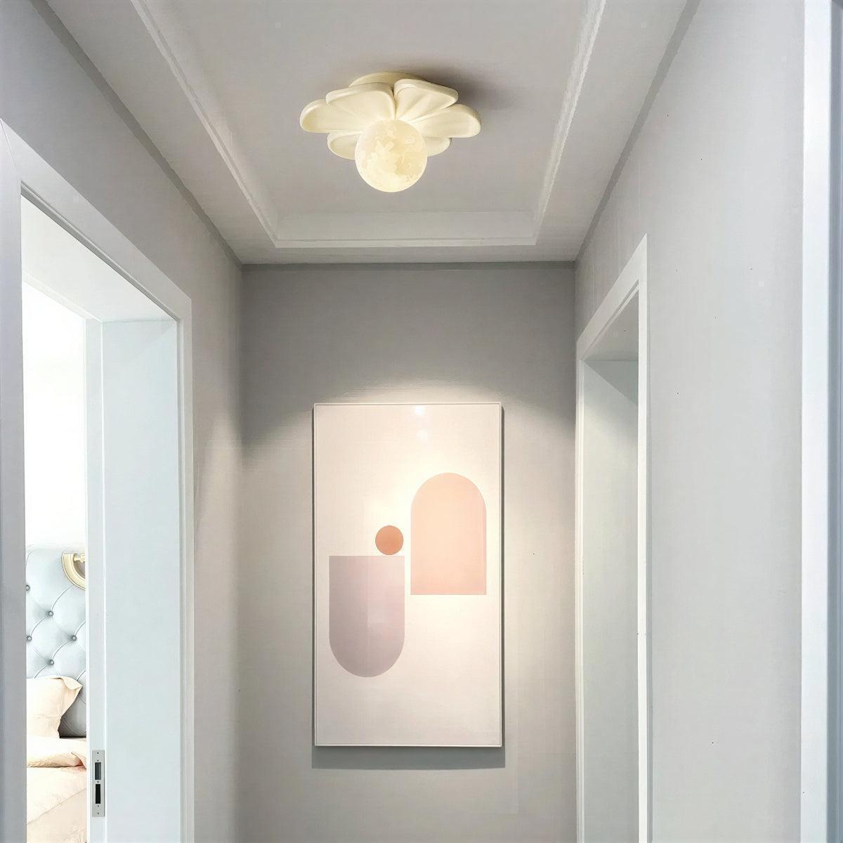 Art Deco Flower Ceiling Light With Floral Flush Mount Fitting