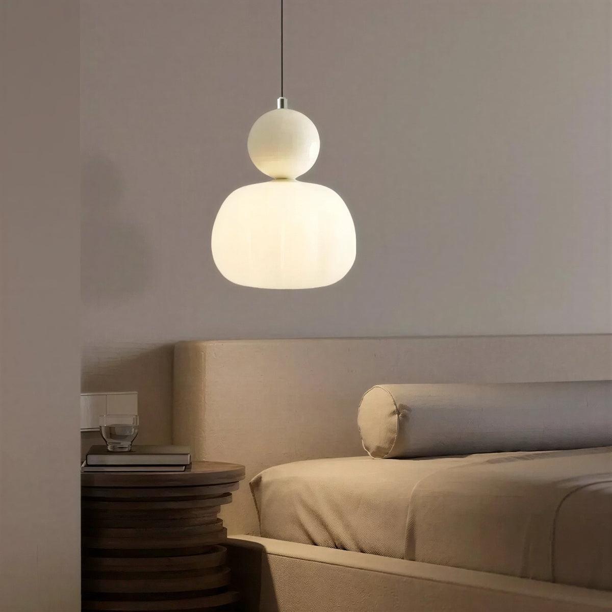 Art Deco Styled Hanging Pendant Light With Cream Coloured Shade