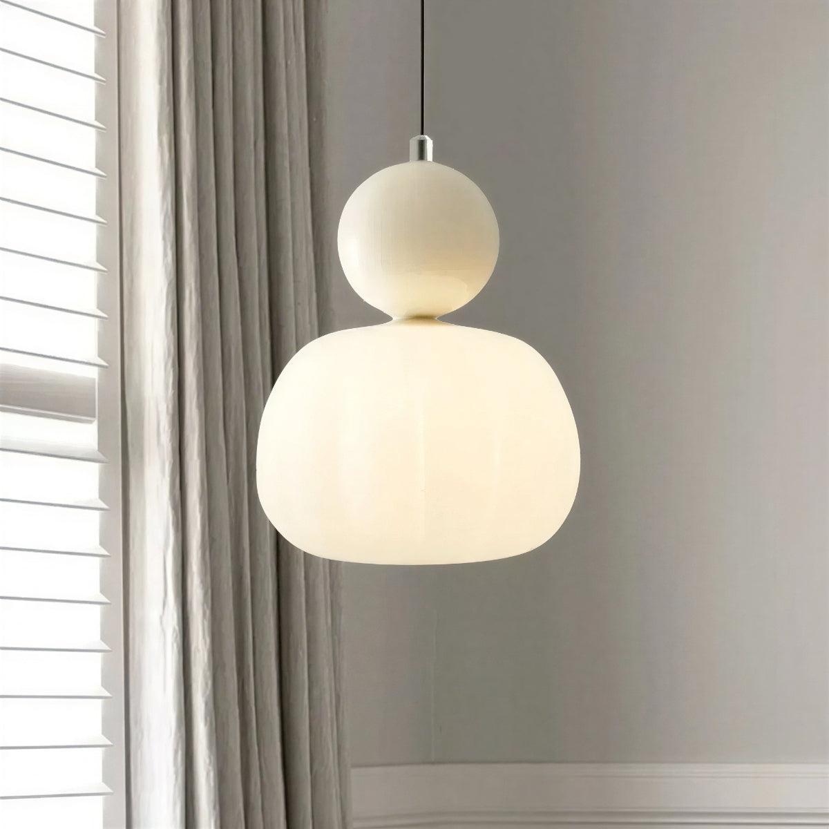 Art Deco Styled Hanging Pendant Light With Cream Coloured Shade