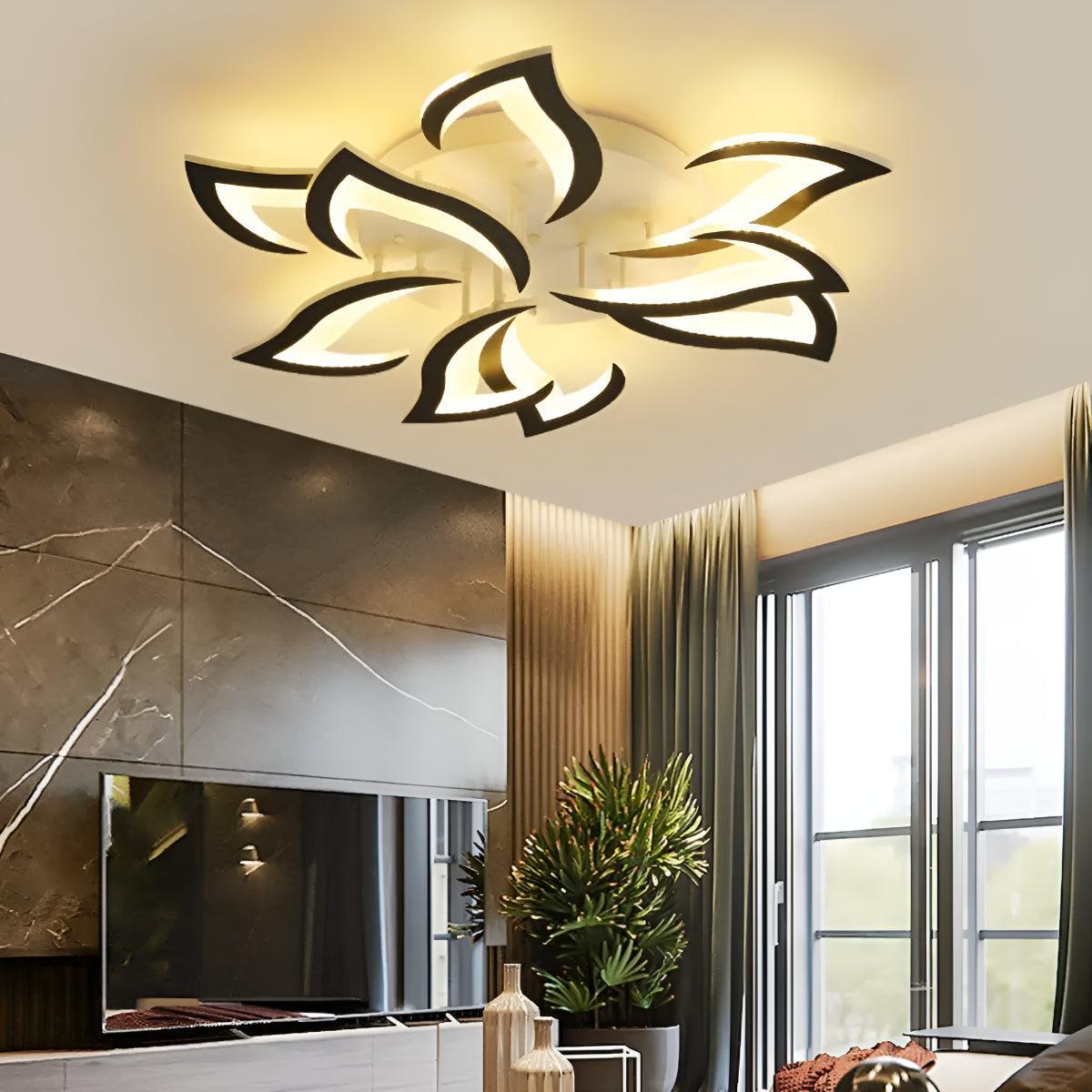 Artistic Contemporary Flush Ceiling Light With Modern Flower Design