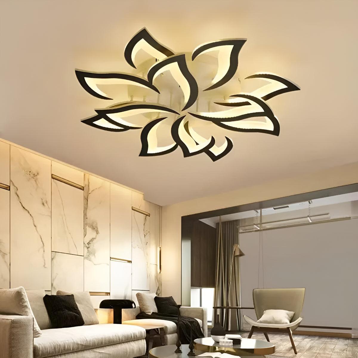 Artistic Contemporary Flush Ceiling Light With Modern Flower Design