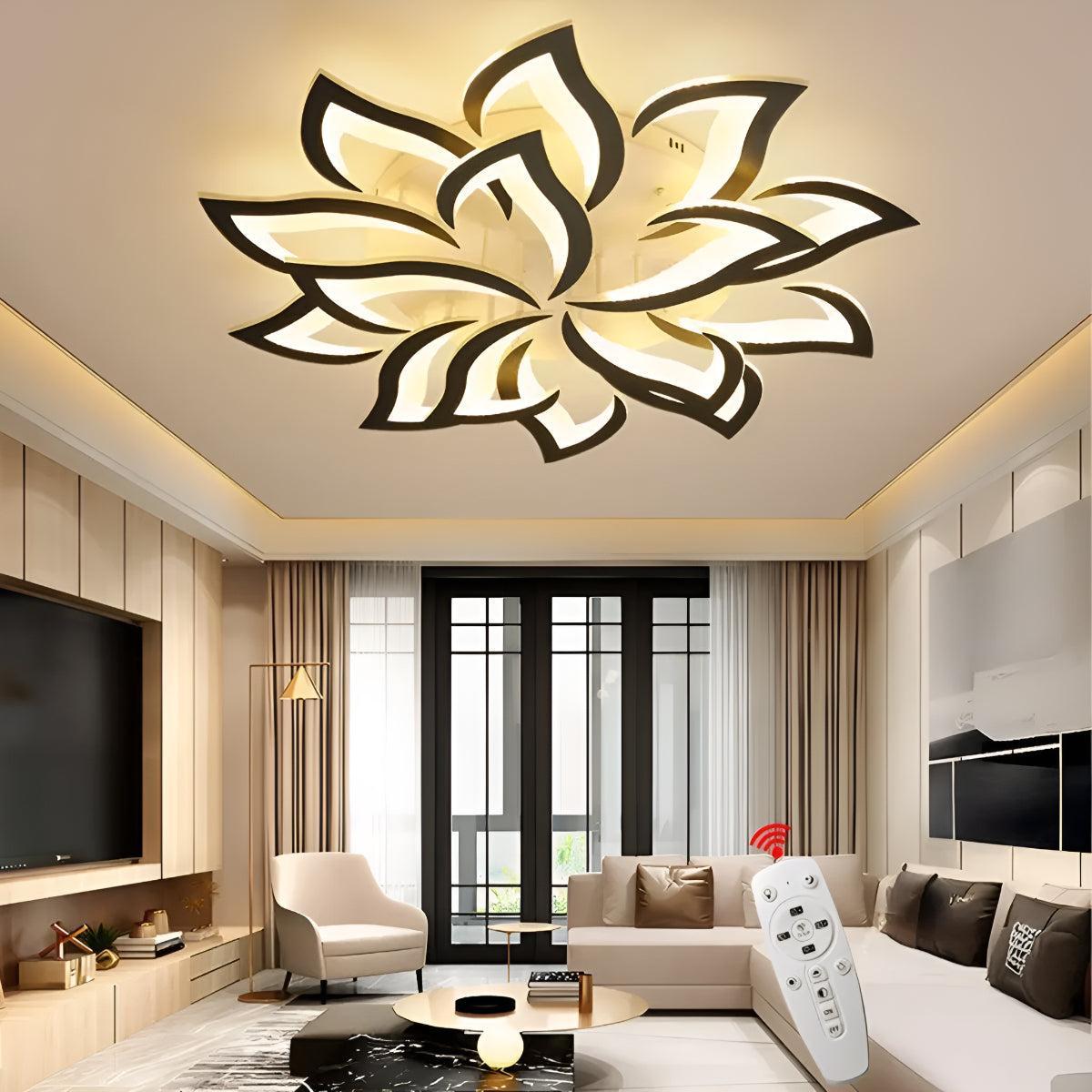 Artistic Contemporary Flush Ceiling Light With Modern Flower Design