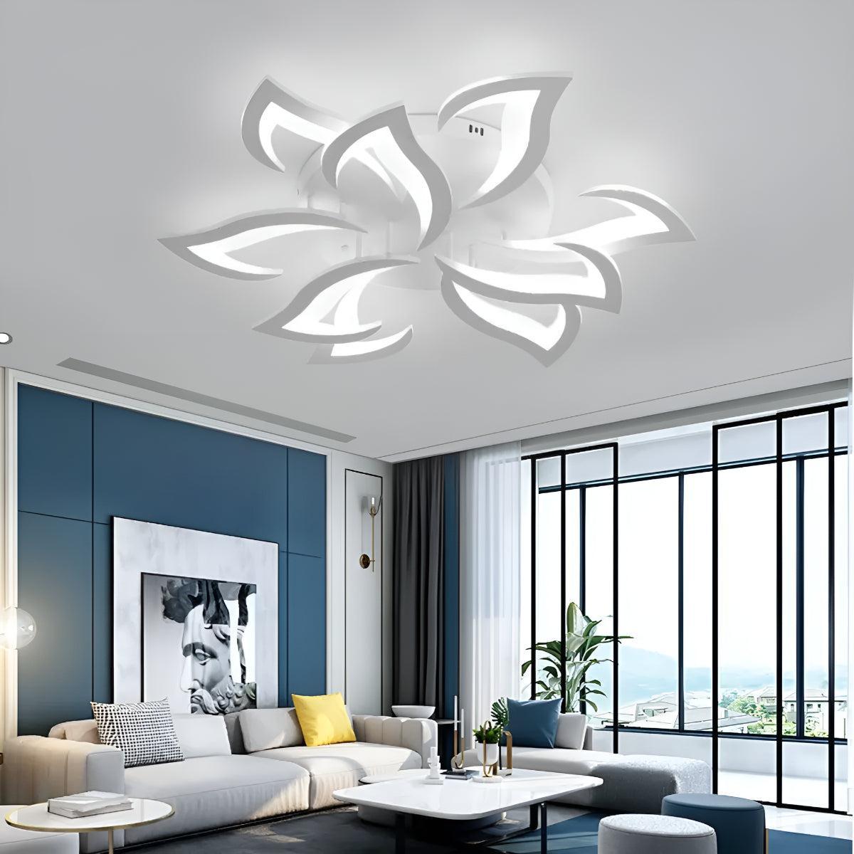 Artistic Contemporary Flush Ceiling Light With Modern Flower Design