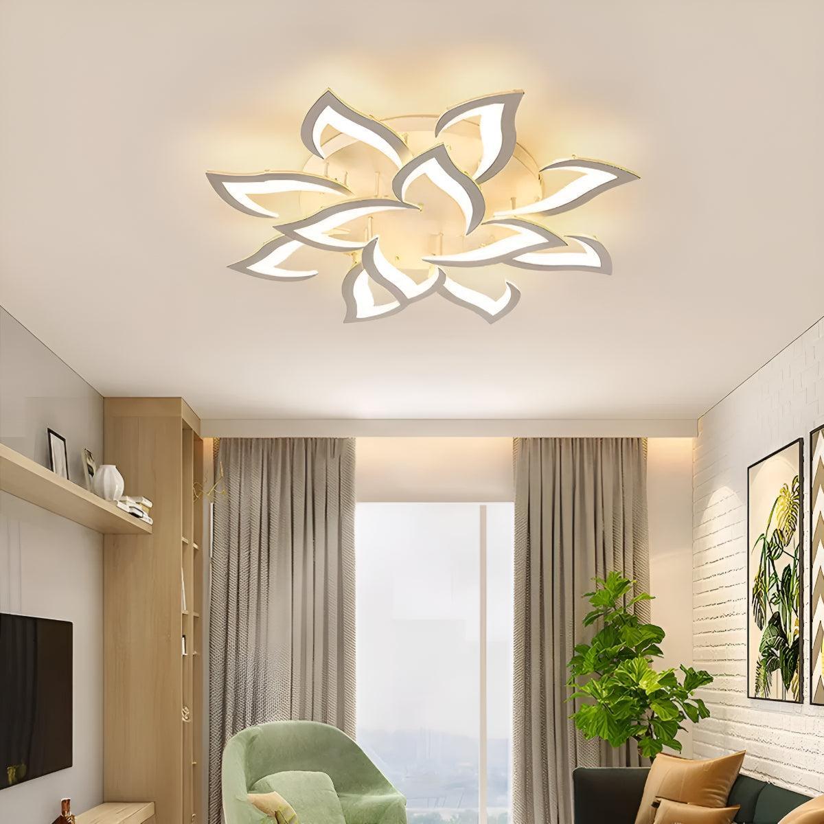 Artistic Contemporary Flush Ceiling Light With Modern Flower Design