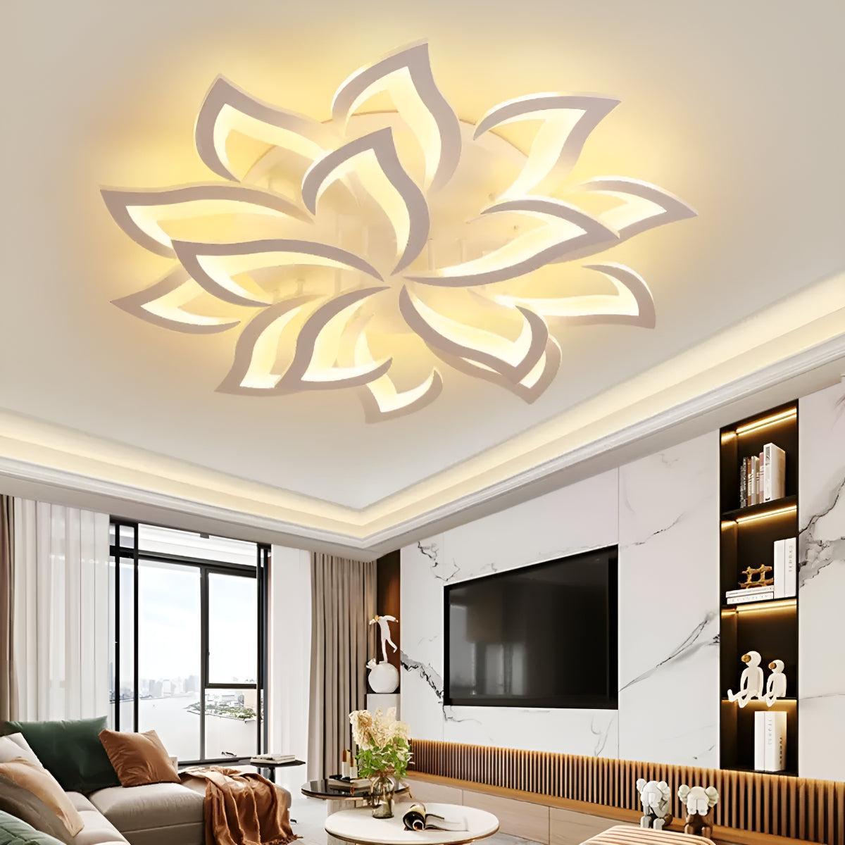 Artistic Contemporary Flush Ceiling Light With Modern Flower Design