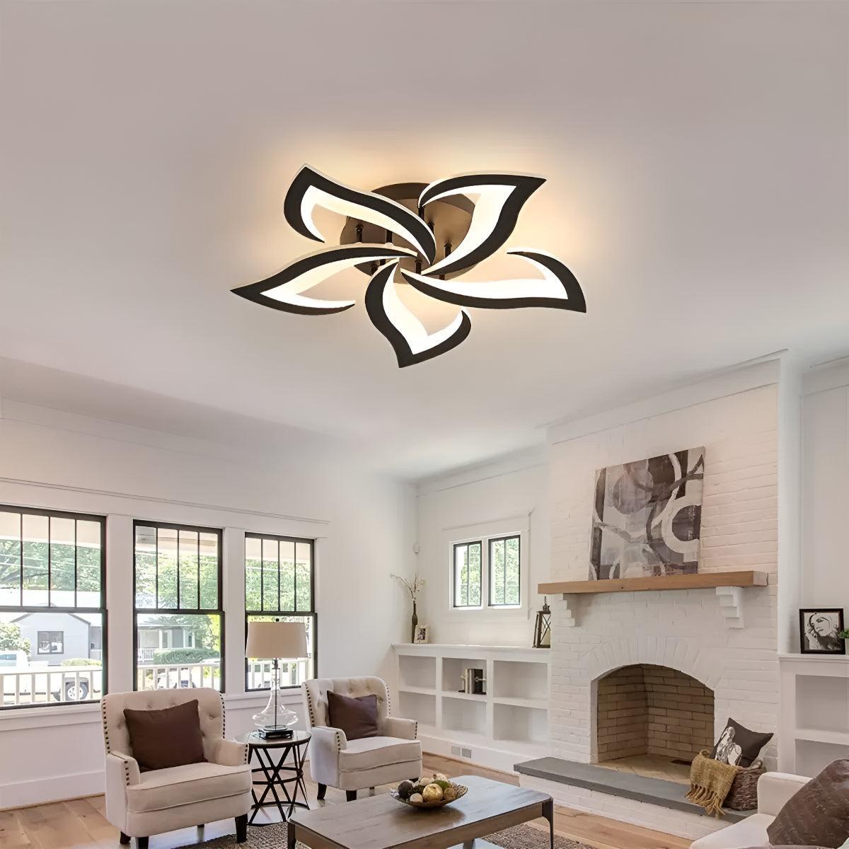 Artistic Contemporary Flush Ceiling Light With Modern Flower Design