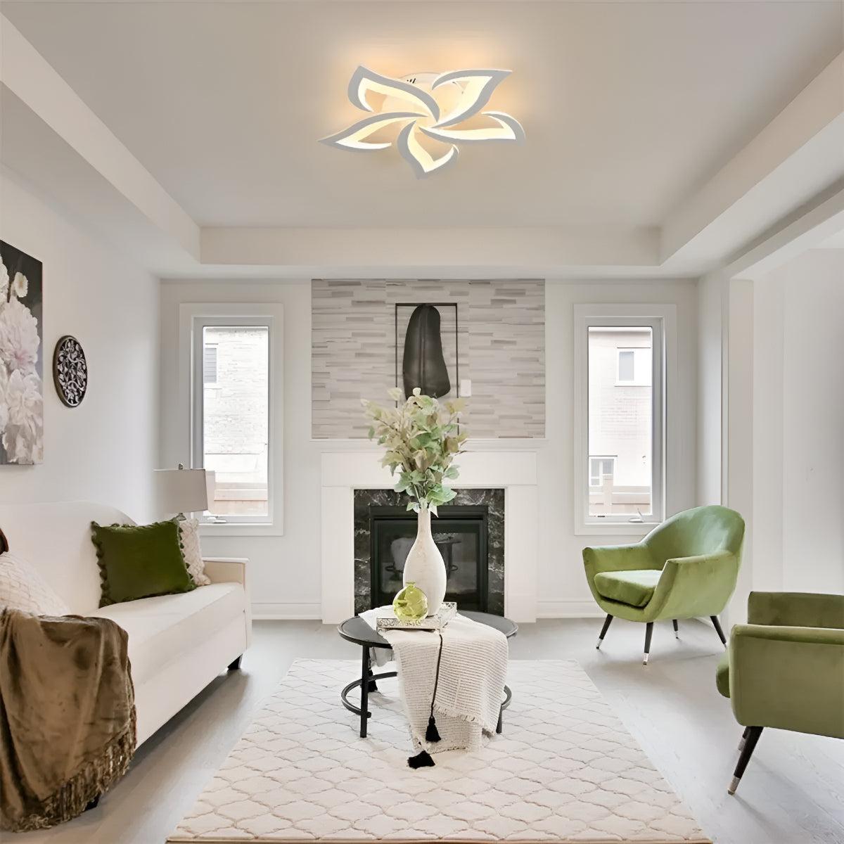 Artistic Contemporary Flush Ceiling Light With Modern Flower Design