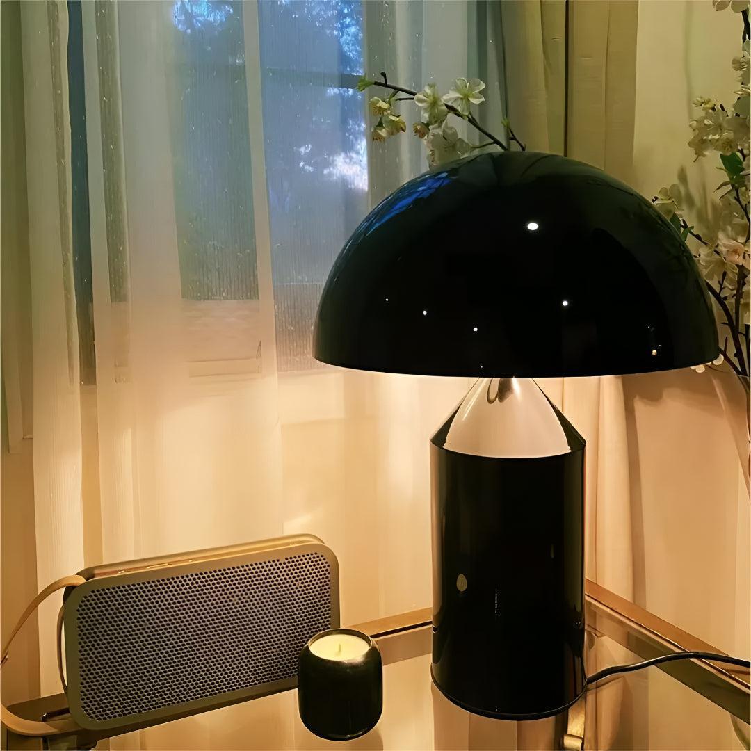 Atollo Bedside Metal Table Lamp With Modern Dome Shade