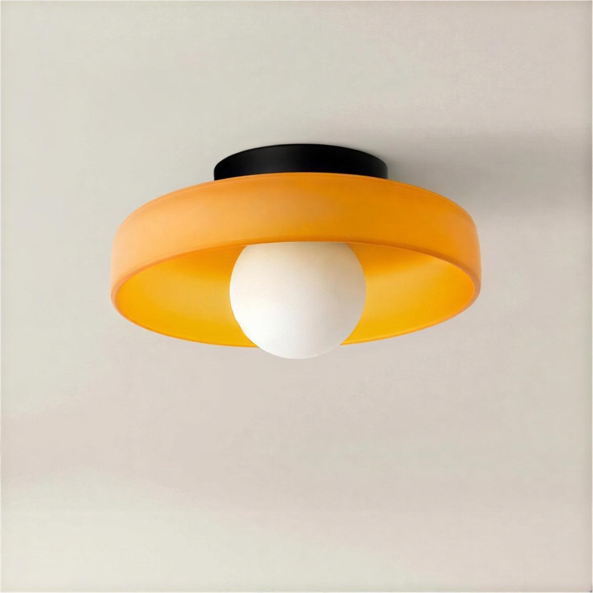 Bauhaus Mid Century Styled Round Flush Mount Ceiling Light With Geometric Design