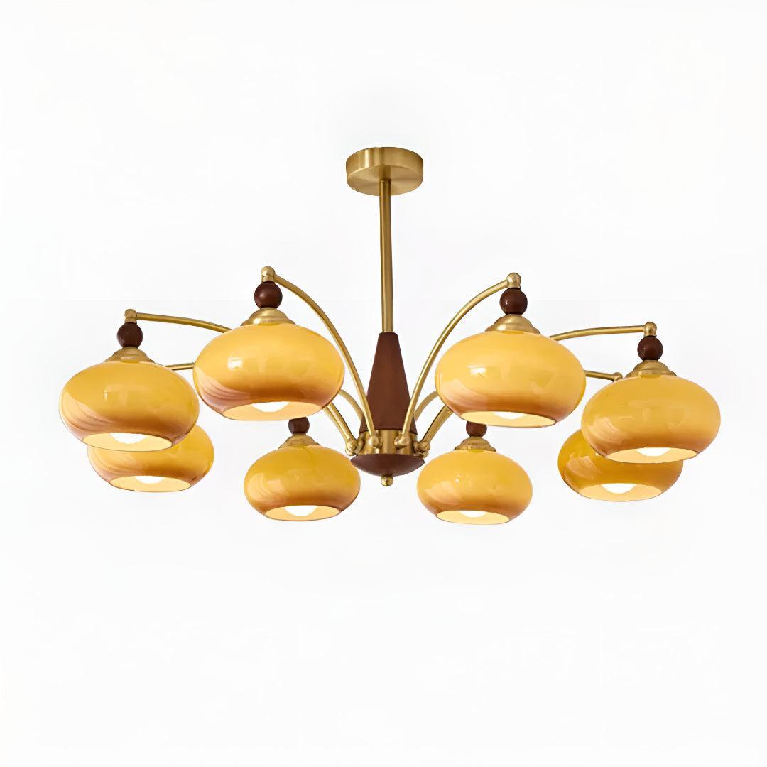 Brass Chandelier Light With Retro Design Shades