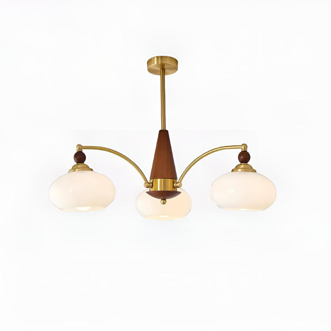 Brass Chandelier Light With Retro Design Shades