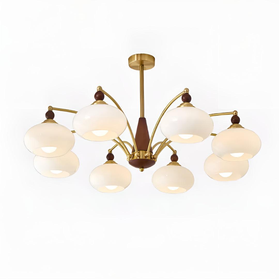 Brass Chandelier Light With Retro Design Shades