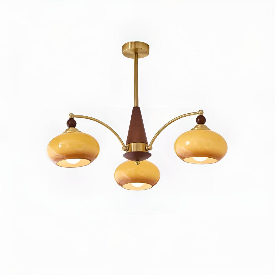 Brass Chandelier Light With Retro Design Shades