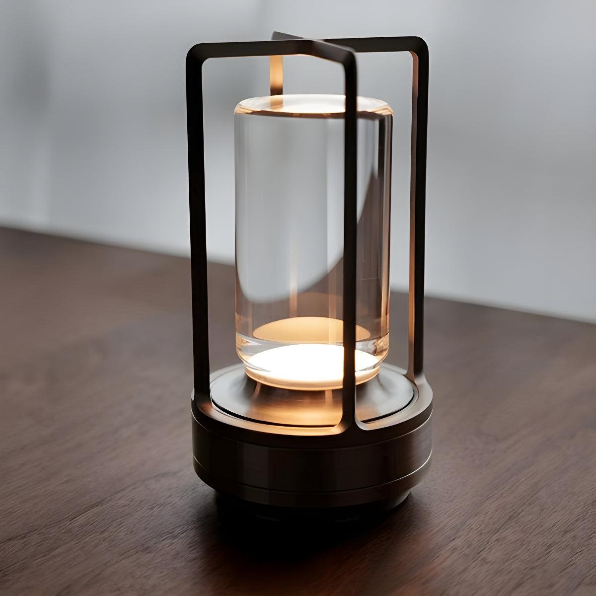 Caged Glass Rechargeable Table Lamp With Integrated Touch Sensor Function