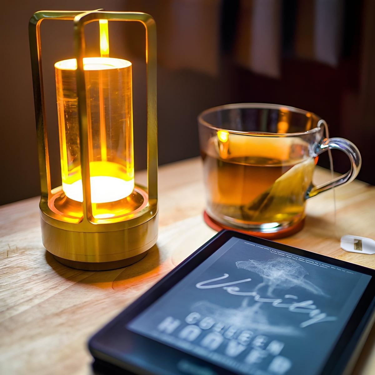 Caged Glass Rechargeable Table Lamp With Integrated Touch Sensor Function