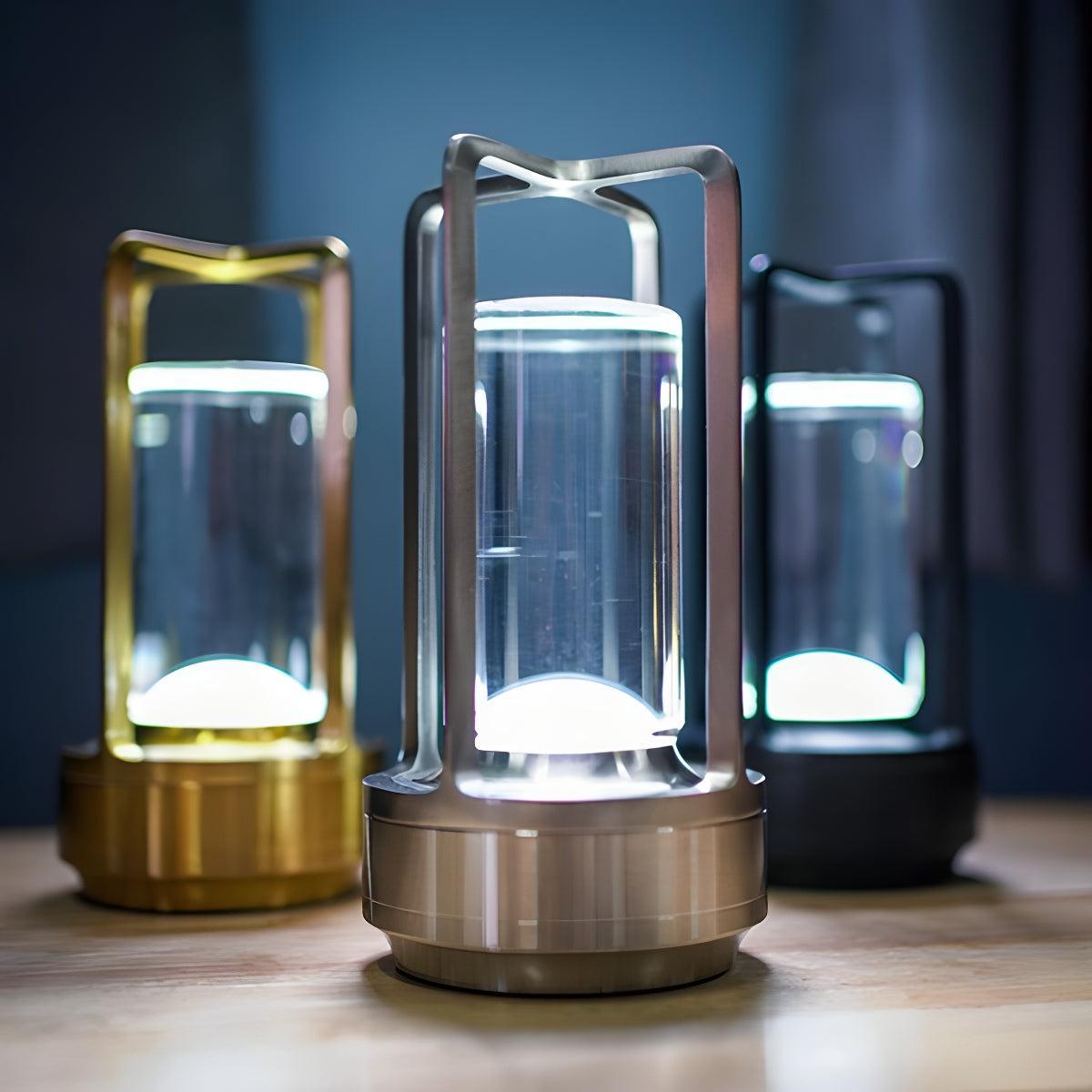 Caged Glass Rechargeable Table Lamp With Integrated Touch Sensor Function