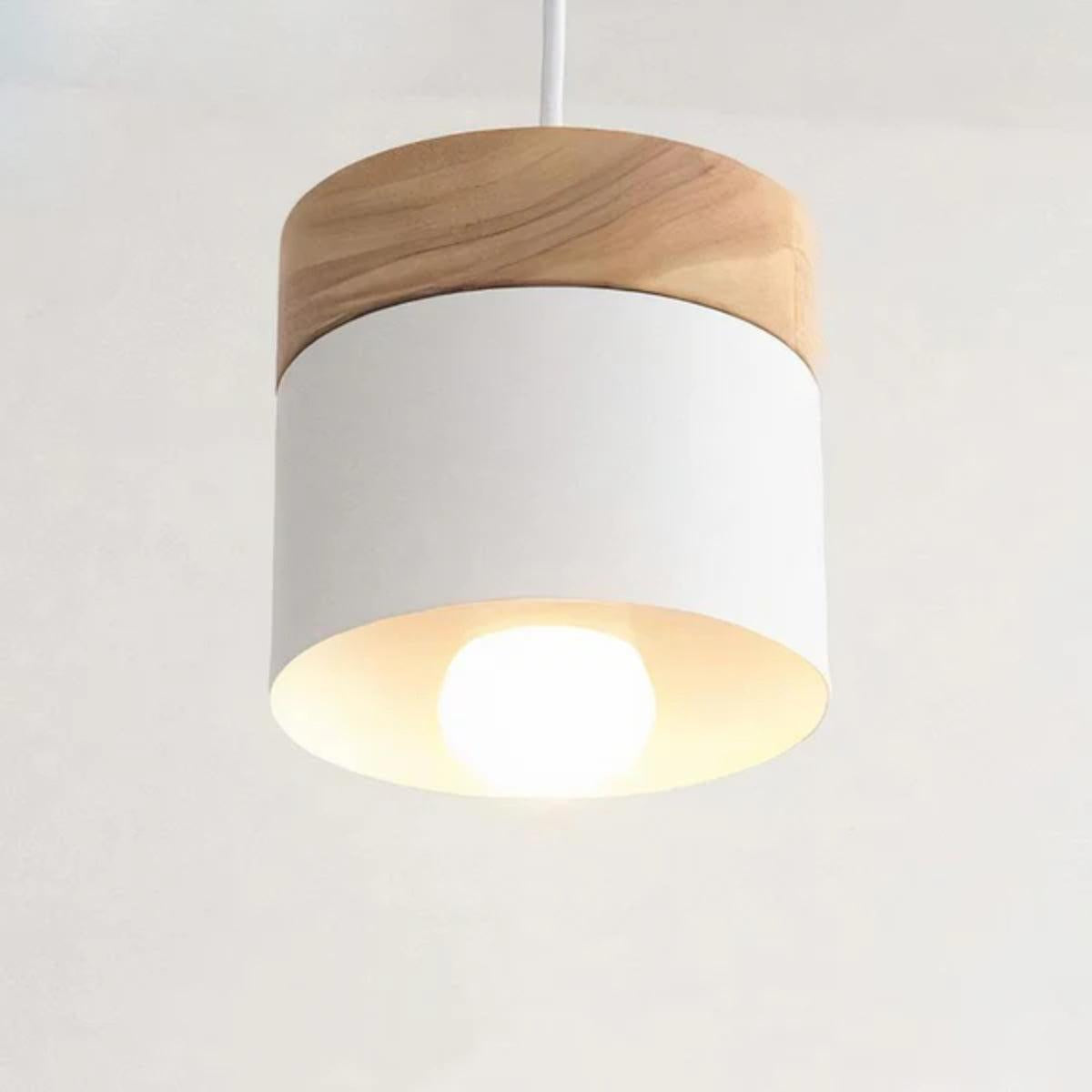 Ceiling Pendant Light Lamp With Minimalist Modern Design And Wooden Base