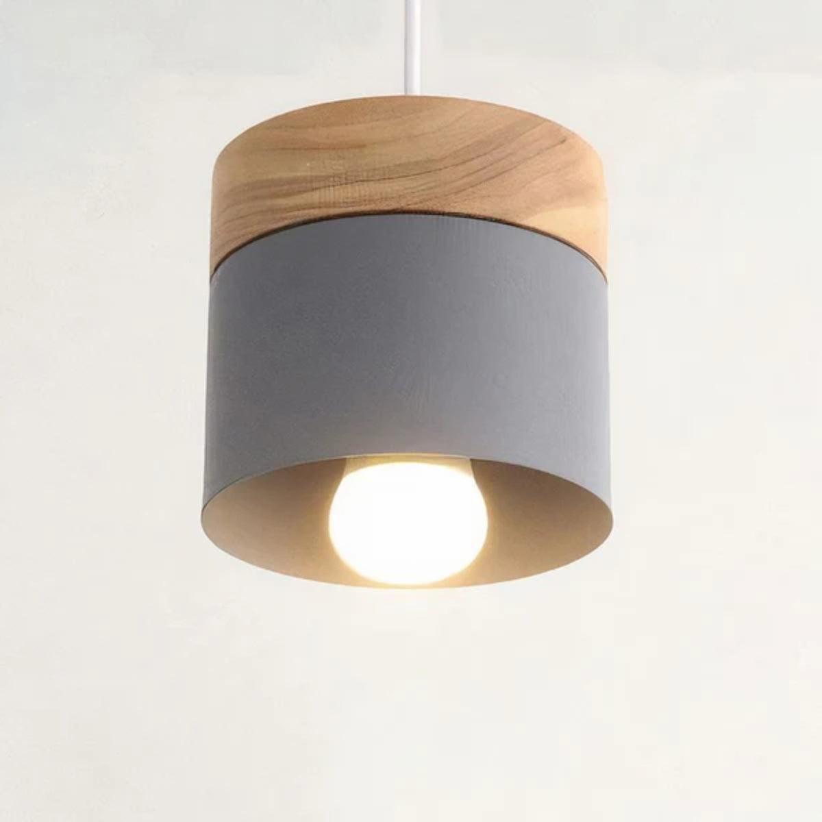 Ceiling Pendant Light Lamp With Minimalist Modern Design And Wooden Base