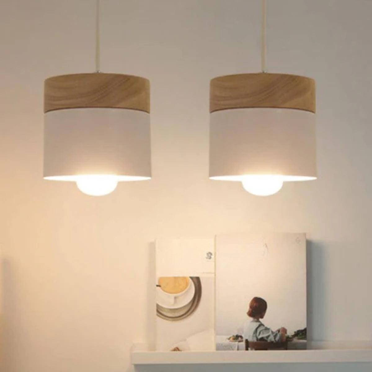 Ceiling Pendant Light Lamp With Minimalist Modern Design And Wooden Base