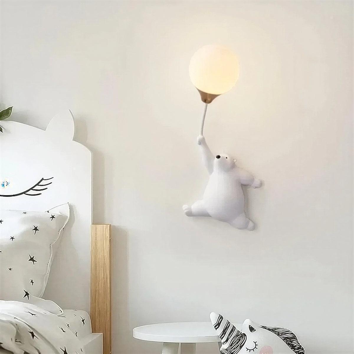 Childrens Bedroom Wall Lamp Light For Nursery With Polar Bear Design