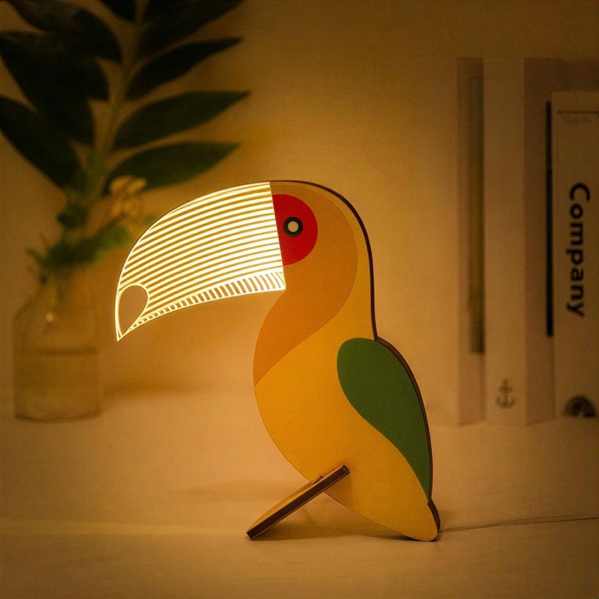 Childrens Bedside Nightlight Lamp With 3D Illusion Animal Design