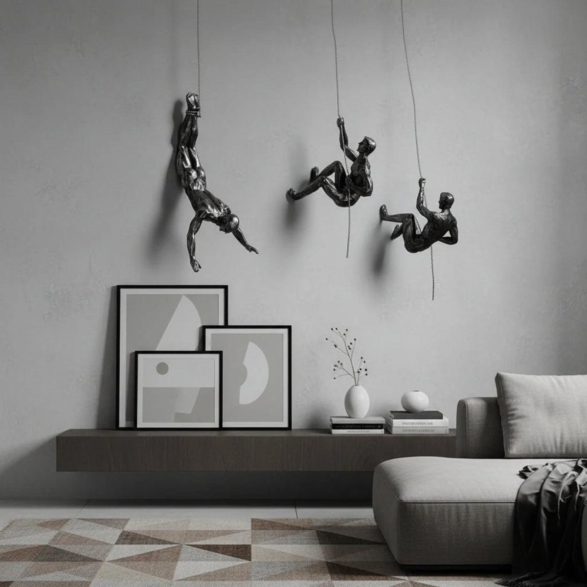 Climbing Man Sculpture Figure For Decorative Wall Art