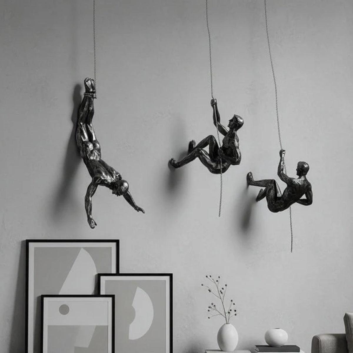 Climbing Man Sculpture Figure For Decorative Wall Art