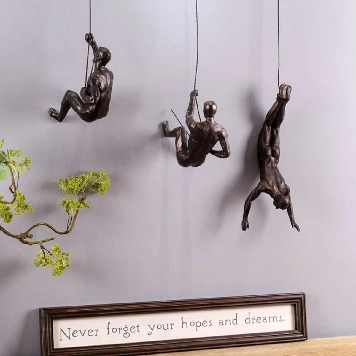 Climbing Man Sculpture Figure For Decorative Wall Art