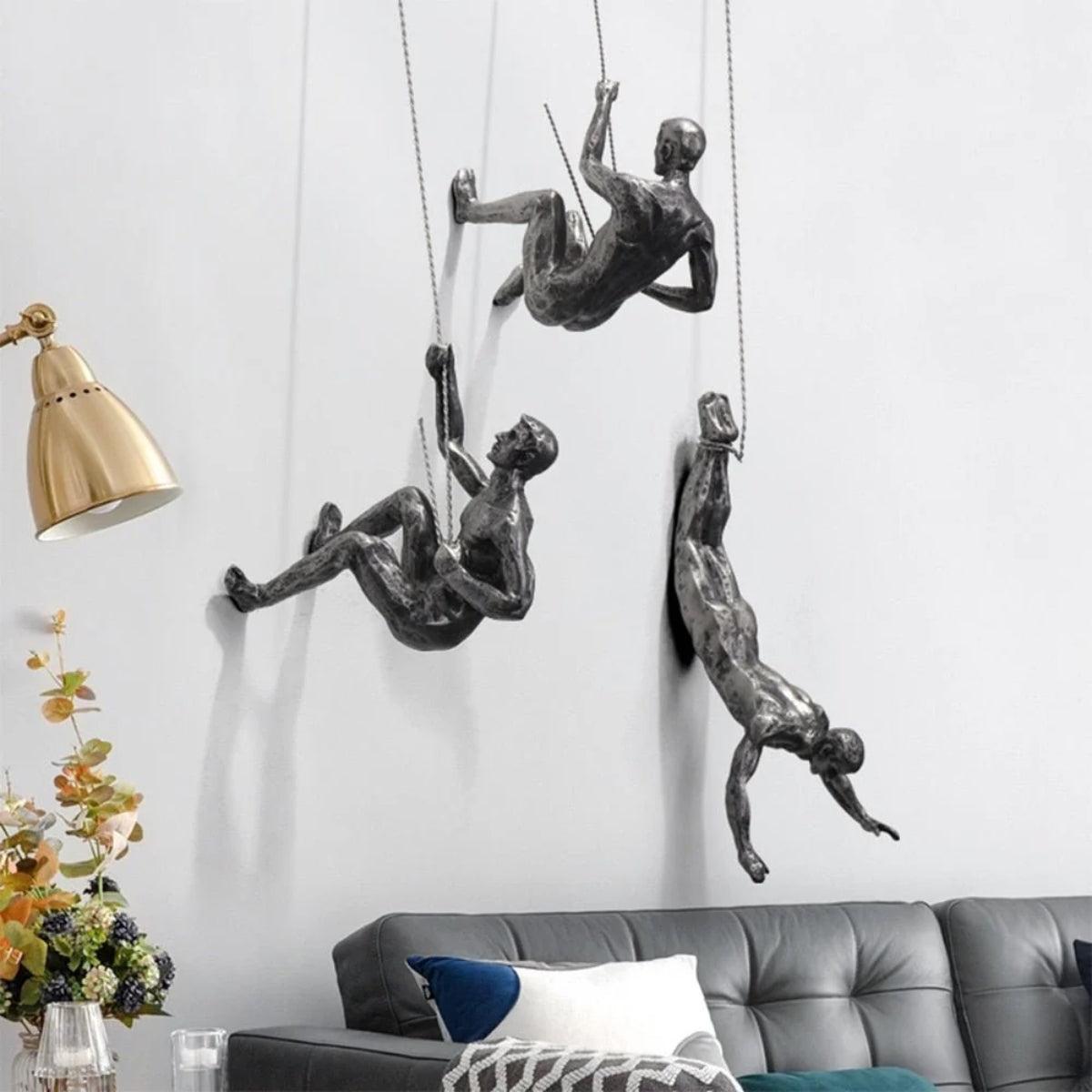 Climbing Man Sculpture Figure For Decorative Wall Art