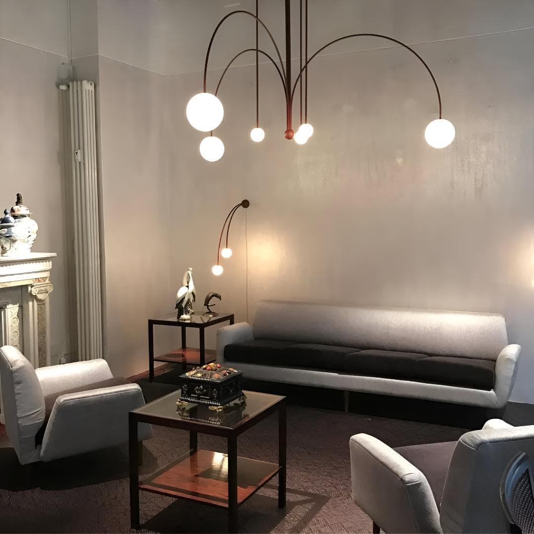 Contemporary Ceiling Chandelier Lighting With Multi Arm Design and Globe Lamp Shades