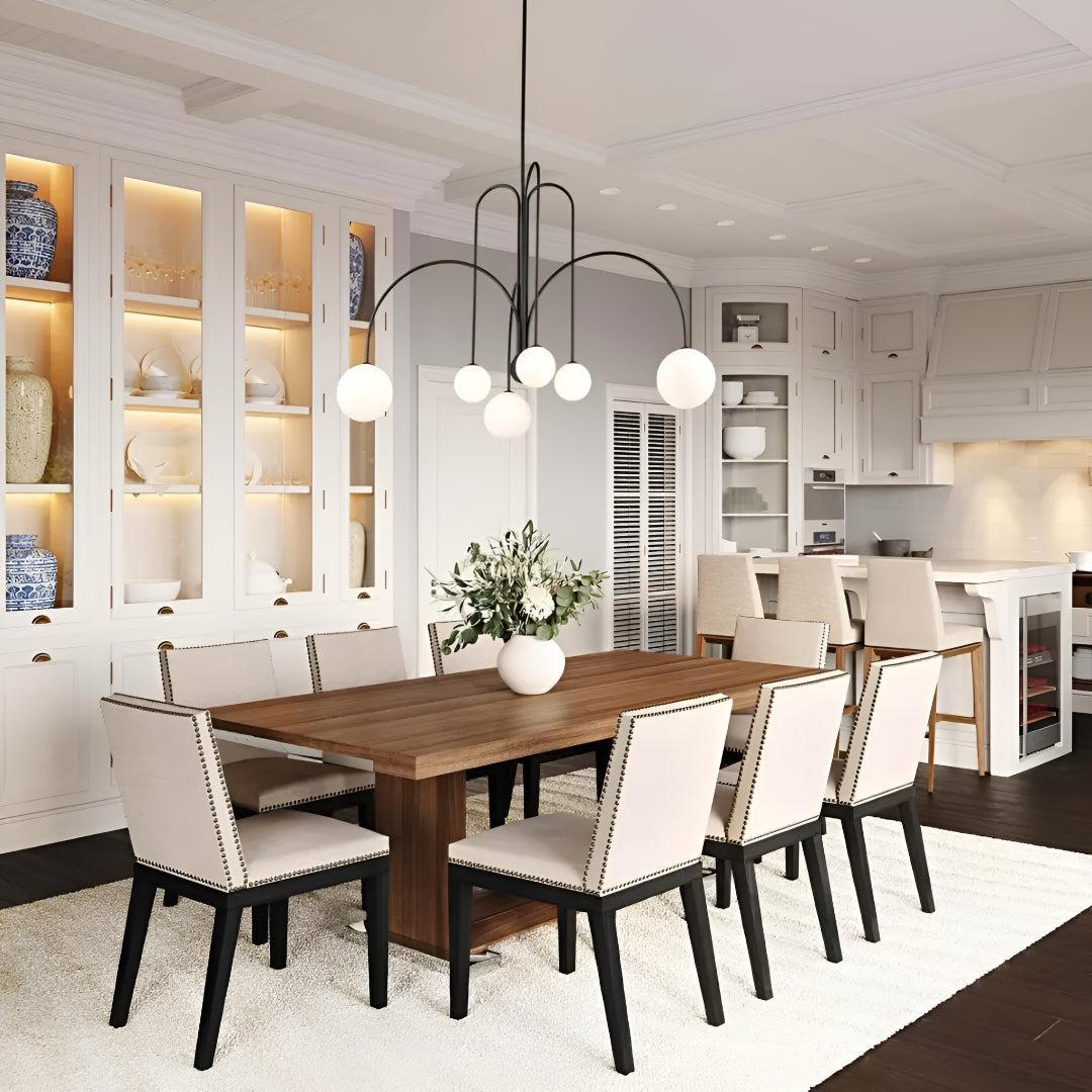 Contemporary Ceiling Chandelier Lighting With Multi Arm Design and Globe Lamp Shades