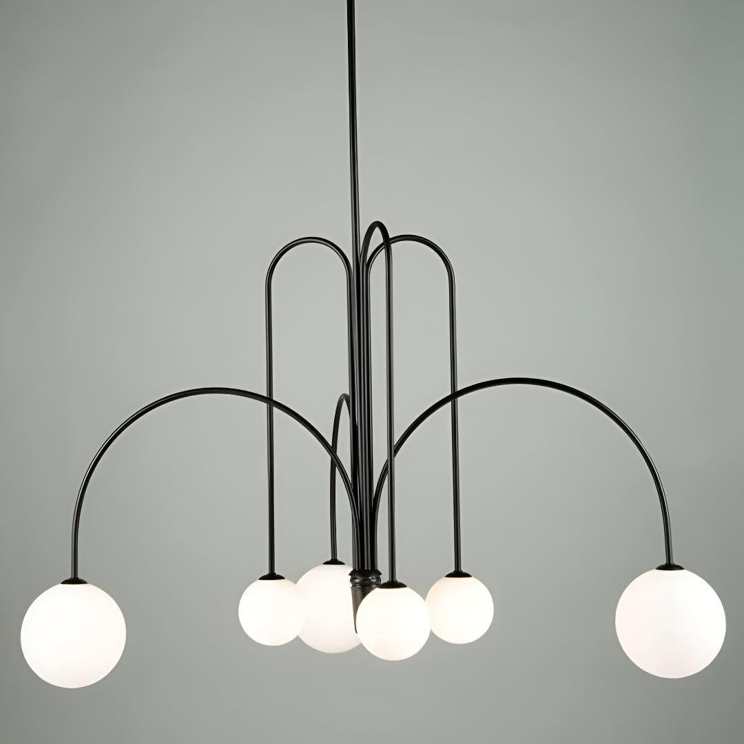 Contemporary Ceiling Chandelier Lighting With Multi Arm Design and Globe Lamp Shades