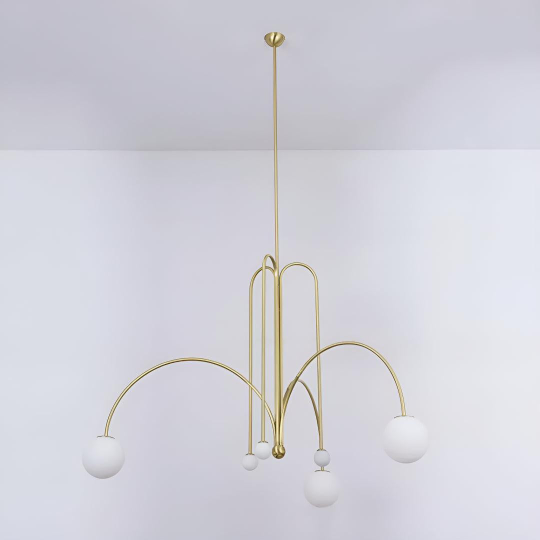 Contemporary Ceiling Chandelier Lighting With Multi Arm Design and Globe Lamp Shades