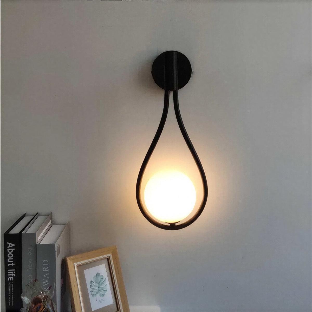 Contemporary Indoor Wall Mounted Light With Teardrop Styled Hanging Ambient Globe