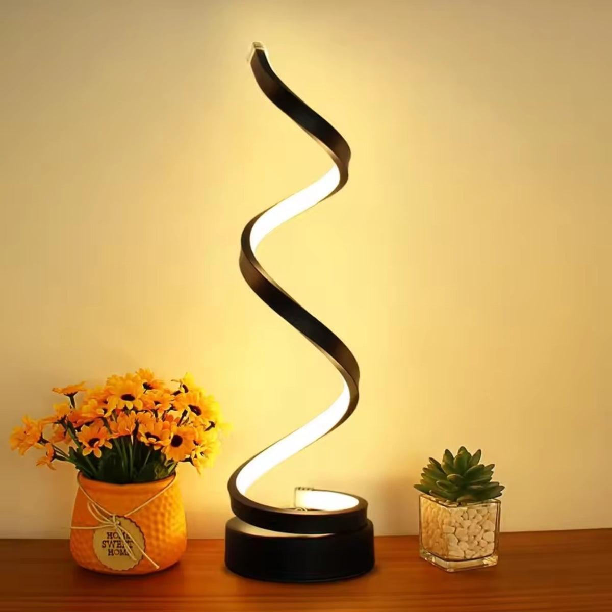 Curly Spiral Table Lamp With Dimmable LED Function