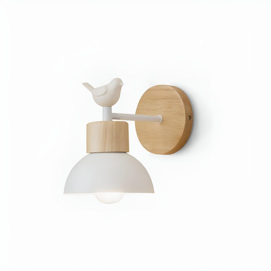 Decorative Bird Wall Lamp With Wooden Base Design