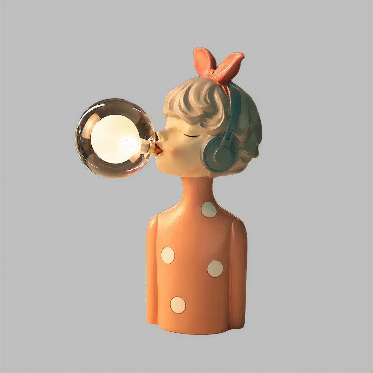 Decorative Girl Figurine Table Lights With Sculptural Art And Bubble Gum Lights
