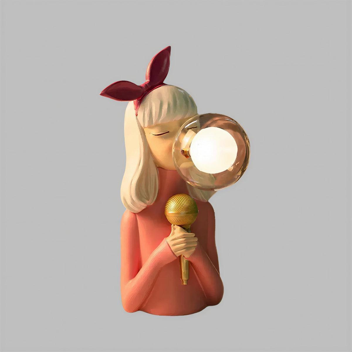 Decorative Girl Figurine Table Lights With Sculptural Art And Bubble Gum Lights