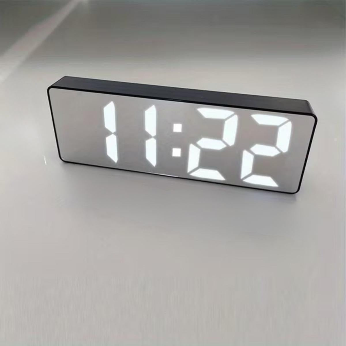 Digital Bedside Alarm Clock With Mirrored Screen And USB Charging Function